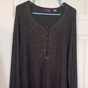 CLOTHING CO. by NOTATIONS Sweater Size XL Black with sparkles long sleeves